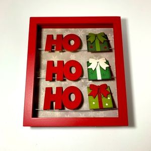 HO-HO-HO Christmas wooden shadow box decoration